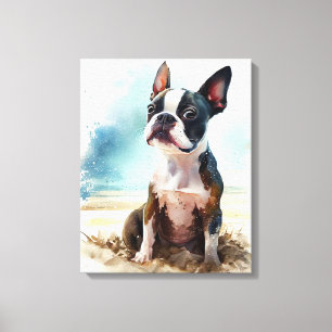 Toile Terrier De Boston Sur La Plage