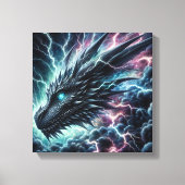 Toile Tête de dragon dans un orage avec éclairs (Recto)