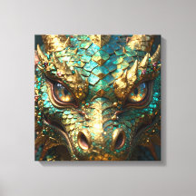 Tête de dragon turquoise et or