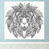 Toile Tête de lion inspirée 4 (Insitu (Plancher de Bois))