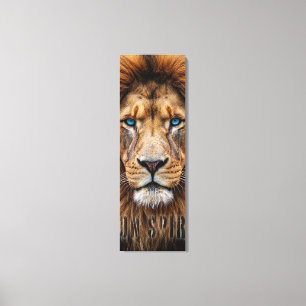 Toile Tête de lion majestueuse aux yeux bleus Faune An