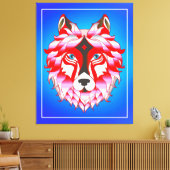Toile Tête de loup rose Polygone Design-24531 (Insitu(Salon))