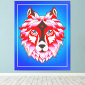 Toile Tête de loup rose Polygone Design-24531 (Insitu (Plancher de Bois))