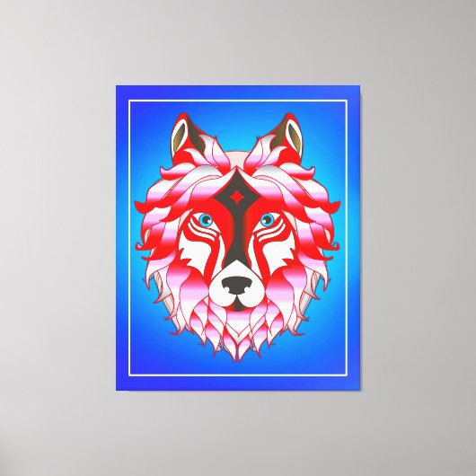 Toile Tête de loup rose Polygone Design-24531 (Recto)