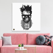 Toile Tete de mort code barre QR G-Skulls avec barbe 10 (Insitu(Salon))