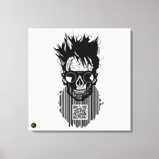 Toile Tete de mort code barre QR G-Skulls avec barbe 10 (Recto)