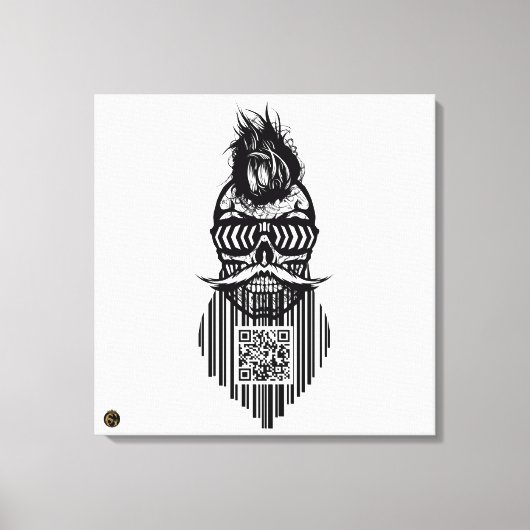 Toile Tete de mort code barre QR G-Skulls avec barbe 7 (Recto)