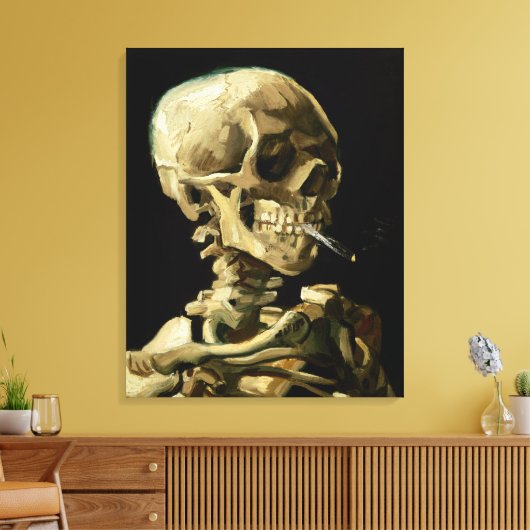Toile Tête d'un squelette avec une cigarette brûlante (Insitu(Salon))