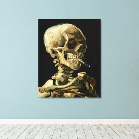 Toile Tête d'un squelette avec une cigarette brûlante (Insitu (Plancher de Bois))
