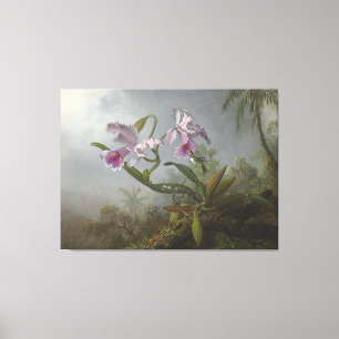 Toile TÊTE - Orchidées roses et colibris sur une brindil