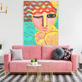 Toile Tête rouge à la plage Portrait Abstrait sur OSB (Insitu(Salon))