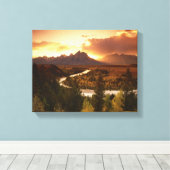 Toile Teton Range au coucher du soleil, de Snake River (Insitu (Plancher de Bois))