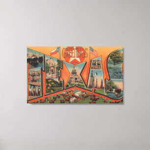 Toile Texas (Scène de pâturage de bovins)Grande lettre