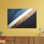 Toile Texte Abstrait Diagonal Bleu Or Texturé (Insitu(Salon))