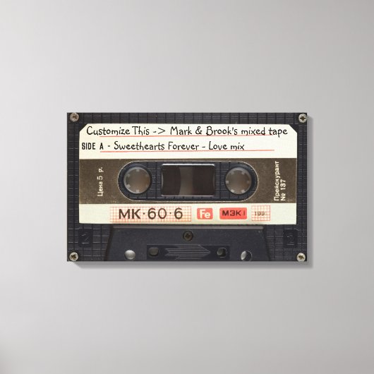 Toile Texte Personnalisé / Retro Love Musique Cassette M (Recto)