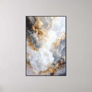 Toile Texture de marbre blanc, gris et or – Art abstrait