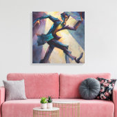 Toile Textured Geometric Expressionist Man Dancing (Insitu(Salon))