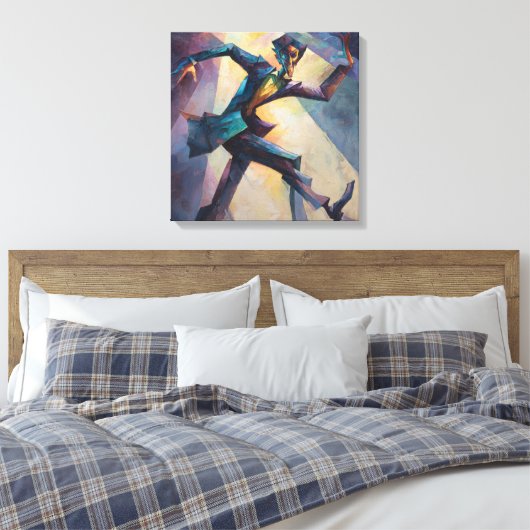 Toile Textured Geometric Expressionist Man Dancing (Insitu(Chambre))