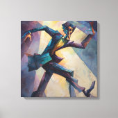 Toile Textured Geometric Expressionist Man Dancing (Recto)