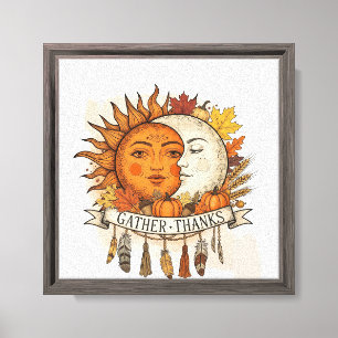 Toile Thanksgiving Boho Wall Art - Russe Sun & Moon Cel