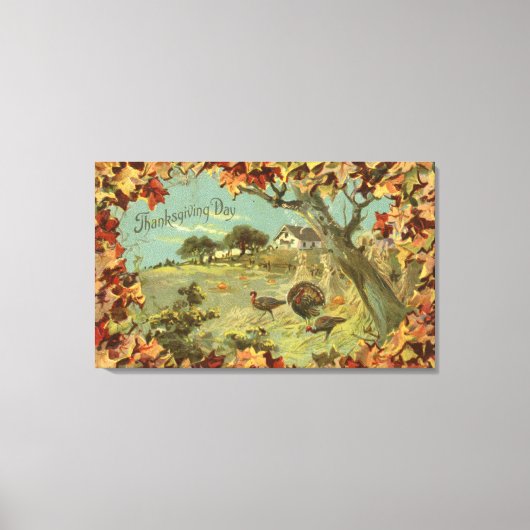 Toile Thanksgiving DayFallen Feuilles et clés (Recto)