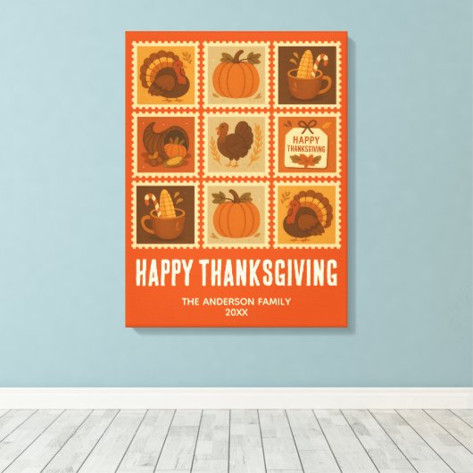 Toile Thanksgiving Stamp collage art mur (Insitu (Plancher de Bois))