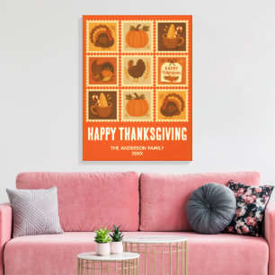 Toile Thanksgiving Stamp collage art mur