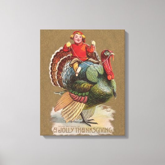 Toile Thanksgiving Turquie Drôle salutations Vintages (Recto)