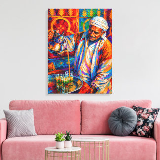 Toile Thé à la menthe marocaine vibrant - Huile sur toil