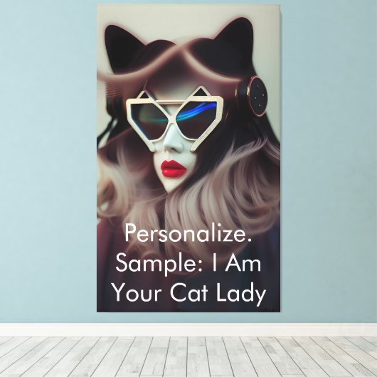 Toile The Cat Lady (Customizable) (Insitu (Plancher de Bois))