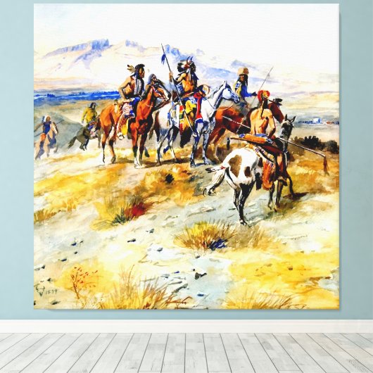 Toile "The Coming of the White Man" par Charles M Russel (Insitu (Plancher de Bois))