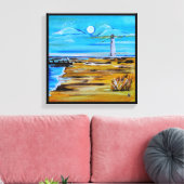 Toile The Lighthouse on the Beach Painting by Alfred Fox (Insitu(Salon))