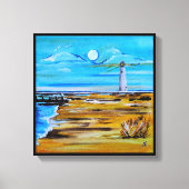 Toile The Lighthouse on the Beach Painting by Alfred Fox (Recto)