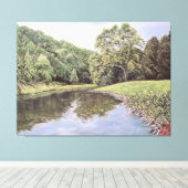 Toile The Serene Waterway: Realistic River Landscape Oil (Insitu (Plancher de Bois))