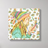 Toile Thème Fille Chapeau Boho (Recto)
