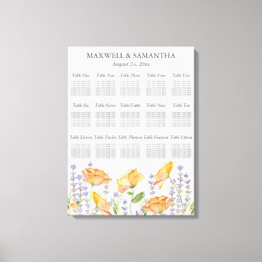 Toile Thème Fleur sauvage du tableau de bord Mariage aqu (Recto)