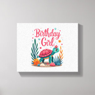 Toile Thème Tortue de Mer Fille Anniversaire Fête Océan