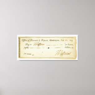 Toile Thomas Jefferson Signature sur chèque bancaire 180
