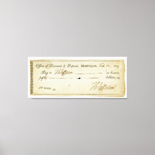 Toile Thomas Jefferson Signature sur chèque bancaire 180 (Recto)