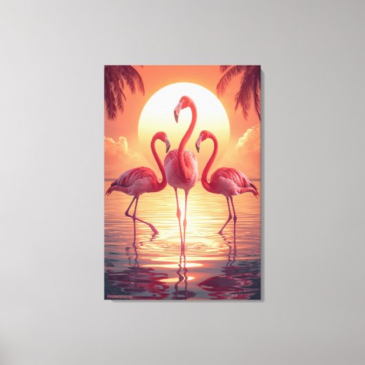 Toile THREE FLAMINGOS Surreal (Recto)