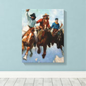 Toile "Three Montana Cowboys" par W Herbert Dunton (Insitu (Plancher de Bois))