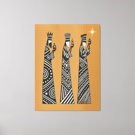 Toile Three Wise Men Black & White Christmas Nativity (Recto)