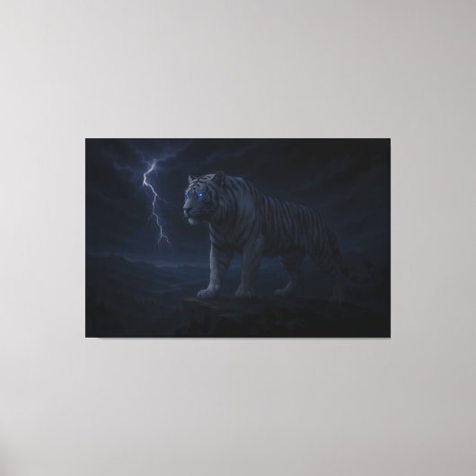 Toile Thunderstorm Blue-Eye White Tiger – Fantasy Art (Recto)
