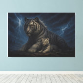 Toile Thunderstorm Guardian White Tiger & Cub – Fantasy (Insitu (Plancher de Bois))