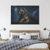 Toile Thunderstorm Guardian White Tiger & Cub – Fantasy (Insitu(Chambre))