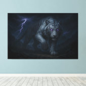 Toile Thunderstorm King White Tiger – Fantasy Art (Insitu (Plancher de Bois))