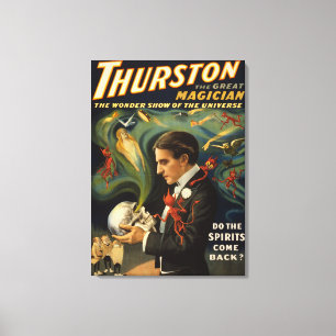 Toile Thurston le grand magicien jugeant le crâne