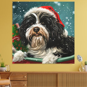 Toile Tibétain Terrier Chien Noël Festif