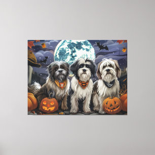Toile Tibétain Terrier Halloween Effrayant