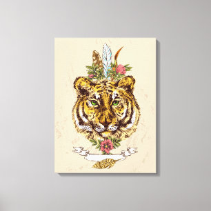 Toile Tiger Boho Style Portrait